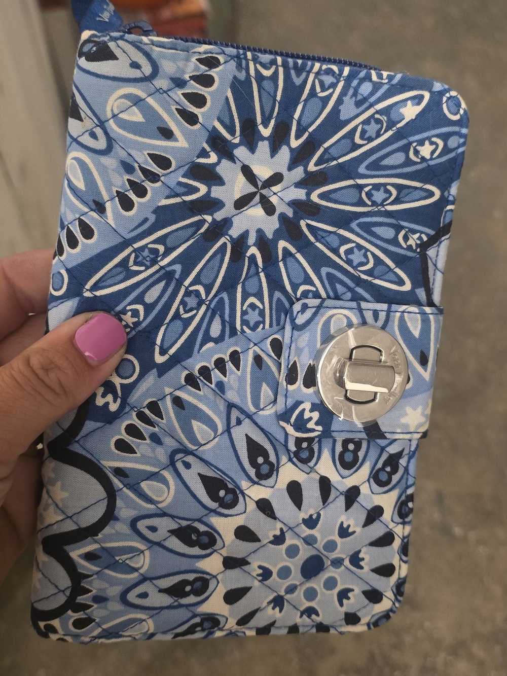 Vera Bradley Blue Quilted Zippered Phone Wallet Case